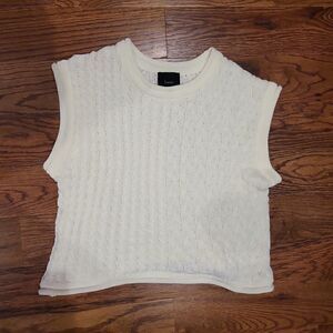 NWOT Cream cable knit oversized tank top Small